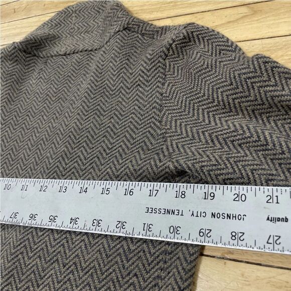 CYNTHIA ROWLEY Cardigan Merino Wool Blend Women S Brown Chevron Black Knit S - Picture 13 of 15